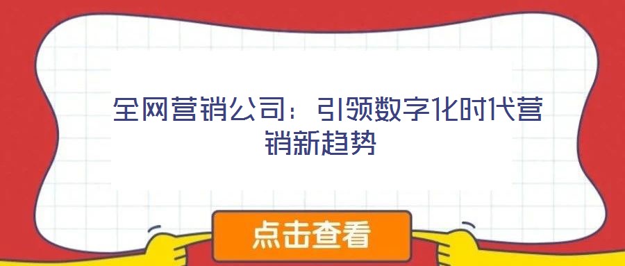  全網(wǎng)營銷公司：引領(lǐng)數(shù)字化時代營銷新趨勢