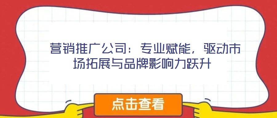  營銷推廣公司：專業(yè)賦能，驅(qū)動市場拓展與品牌影響力躍升