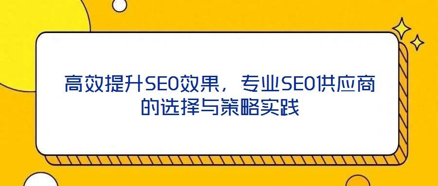 高效提升SEO效果，專業(yè)SEO供應商的選擇與策略實踐