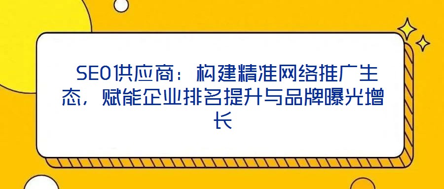  SEO供應商：構建精準網絡推廣生態(tài)，賦能企業(yè)排名提升與品牌曝光增長