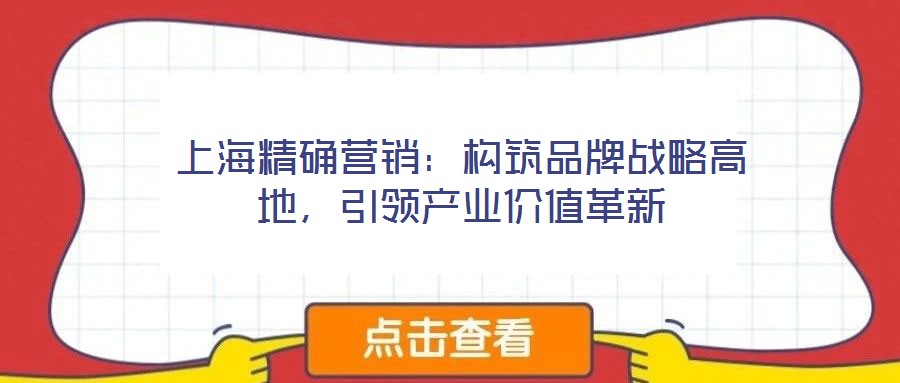 上海精確營銷：構(gòu)筑品牌戰(zhàn)略高地，引領(lǐng)產(chǎn)業(yè)價(jià)值革新