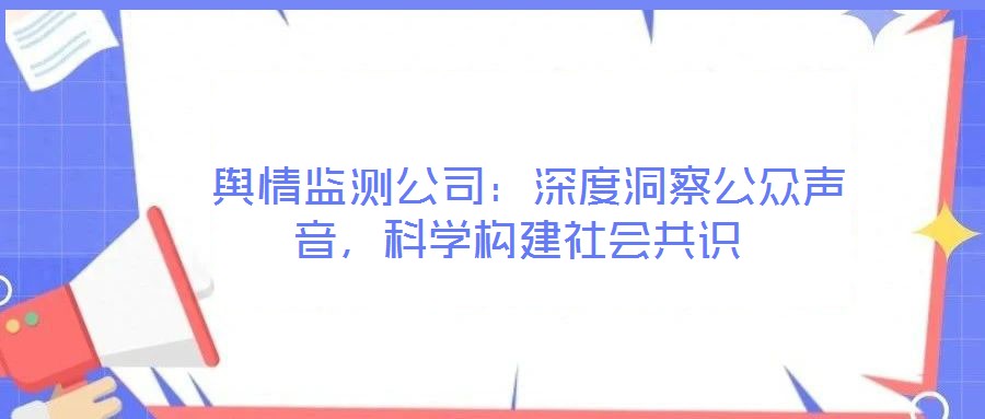  輿情監(jiān)測公司：深度洞察公眾聲音，科學(xué)構(gòu)建社會共識