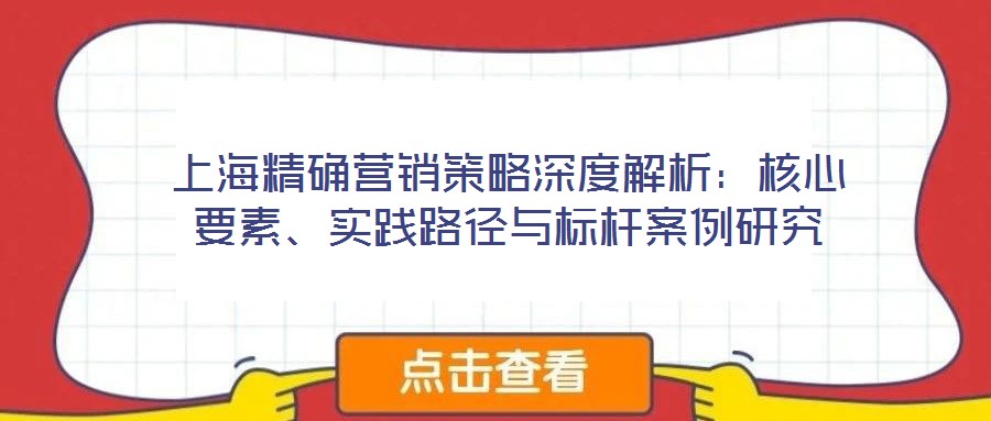 上海精確營銷策略深度解析：核心要素、實踐路徑與標(biāo)桿案例研究