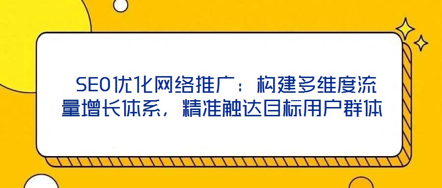  SEO優(yōu)化網(wǎng)絡(luò)推廣：構(gòu)建多維度流量增長體系，精準(zhǔn)觸達(dá)目標(biāo)用戶群體