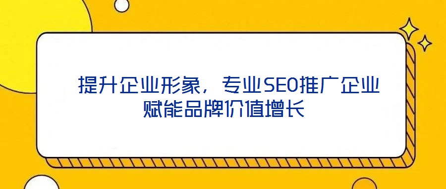  提升企業(yè)形象，專業(yè)SEO推廣企業(yè)賦能品牌價(jià)值增長(zhǎng)