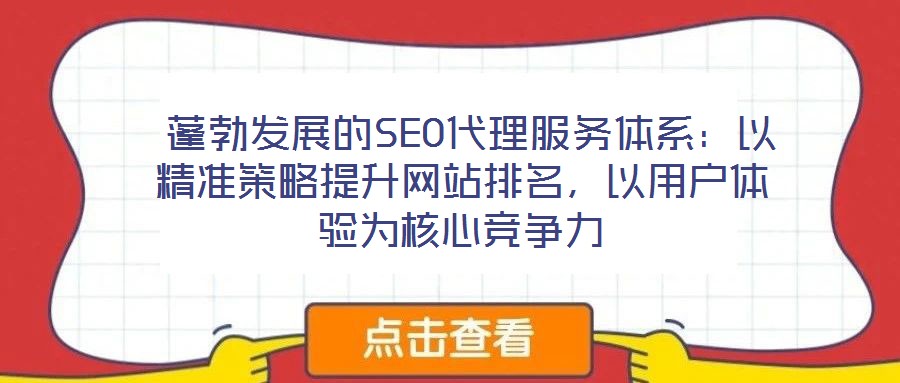  蓬勃發(fā)展的SEO代理服務(wù)體系：以精準(zhǔn)策略提升網(wǎng)站排名，以用戶體驗(yàn)為核心競爭力