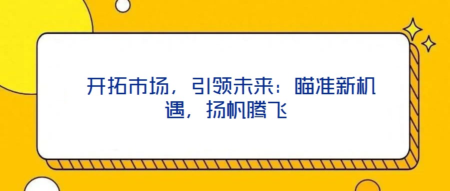  開拓市場，引領(lǐng)未來：瞄準(zhǔn)新機(jī)遇，揚帆騰飛
