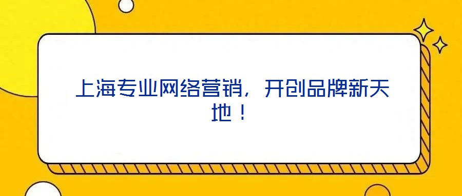 上海專業(yè)網(wǎng)絡營銷，開創(chuàng)品牌新天地！